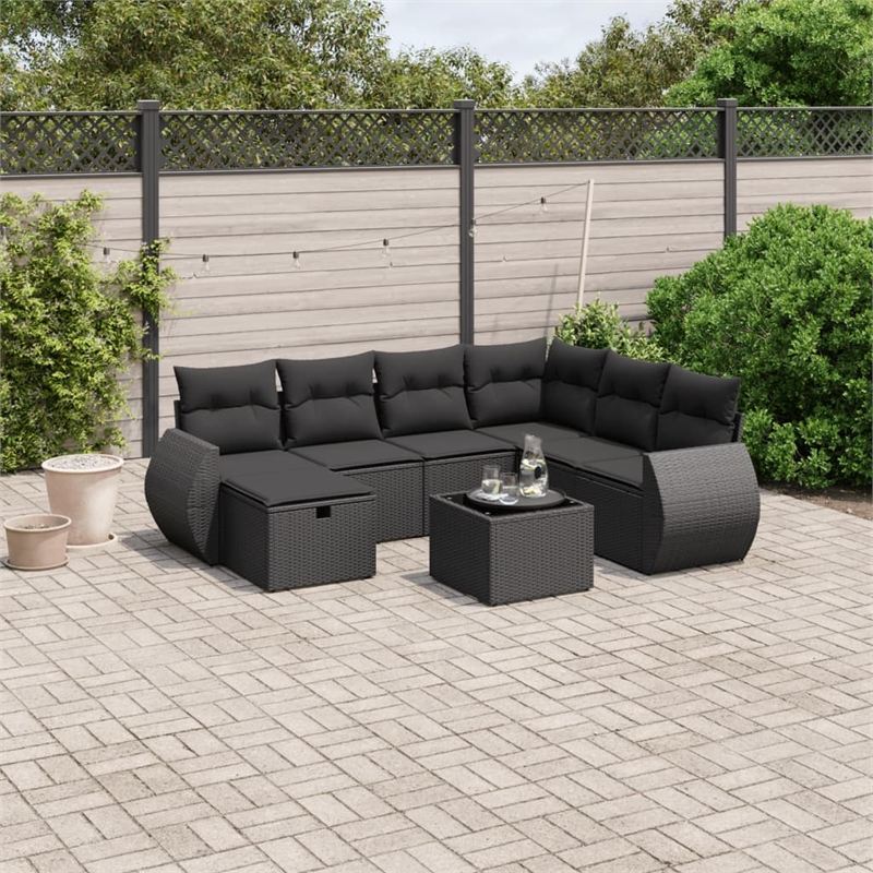 vidaXL 8 Piece Poly Rattan Sofa Set in Black