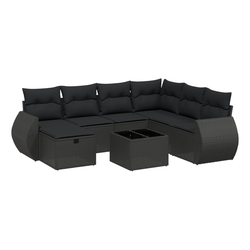 vidaXL 8 Piece Poly Rattan Sofa Set in Black