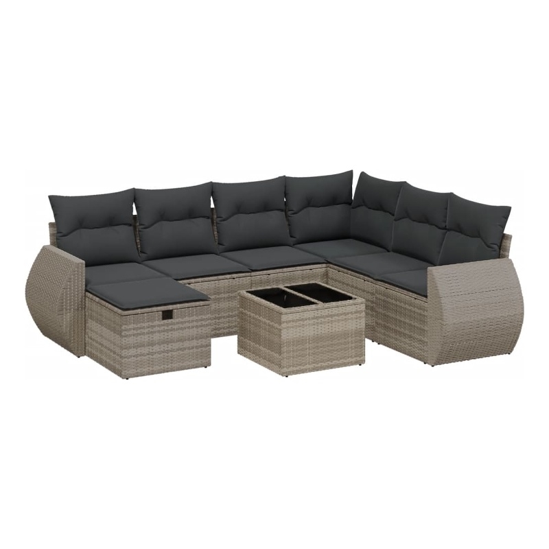 vidaXL 8 Piece Poly Rattan Large Sofa Set in Gray