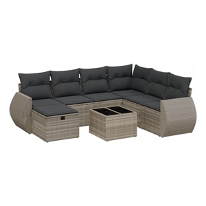 vidaXL 8 Piece Poly Rattan Large Sofa Set in Gray