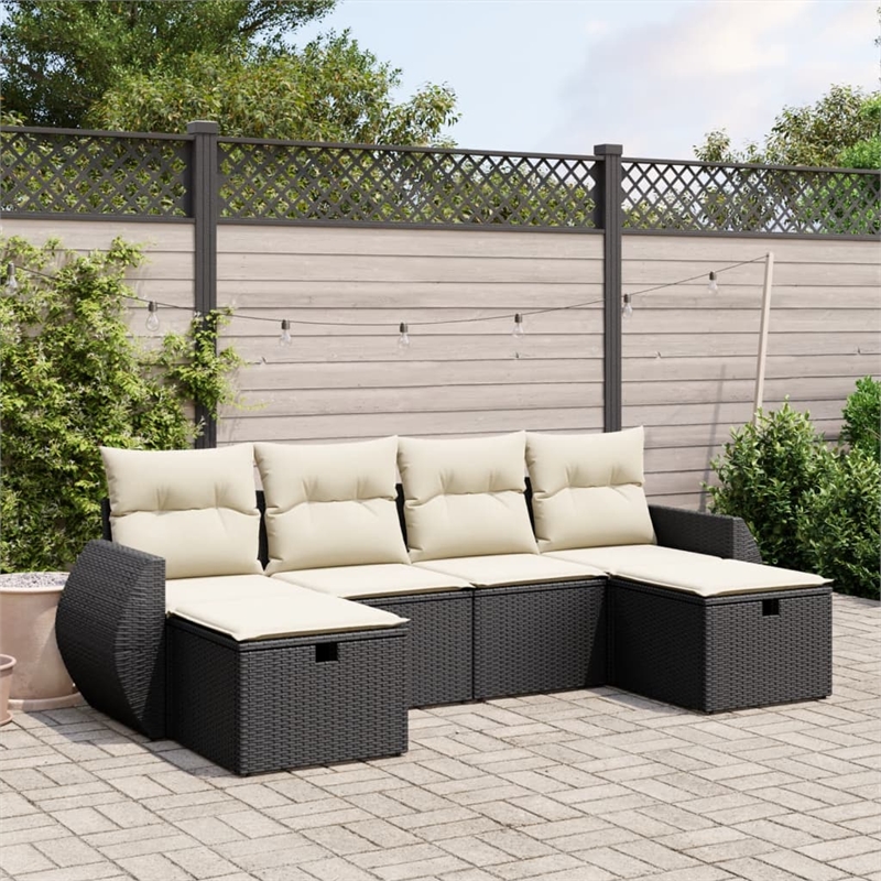 vidaXL Poly Rattan Large Sofa Set in Black