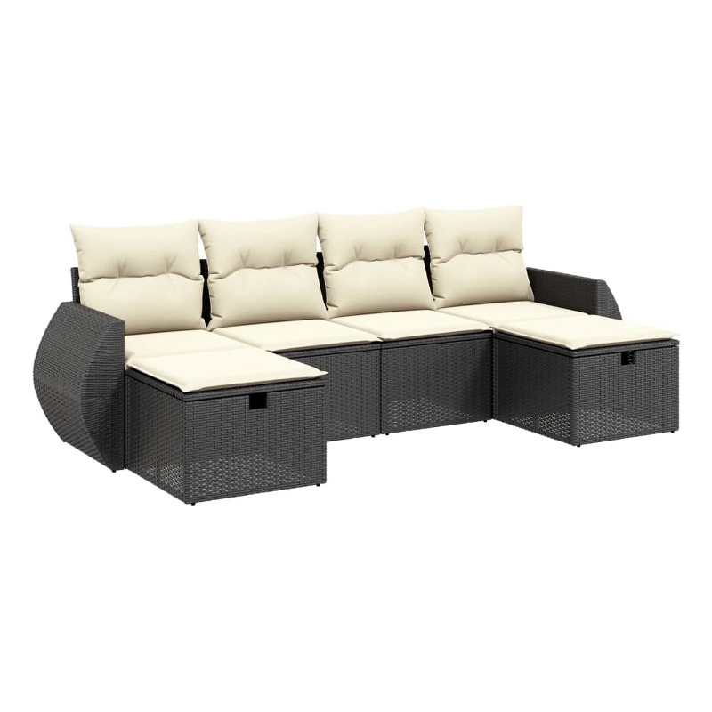 vidaXL Poly Rattan Large Sofa Set in Black