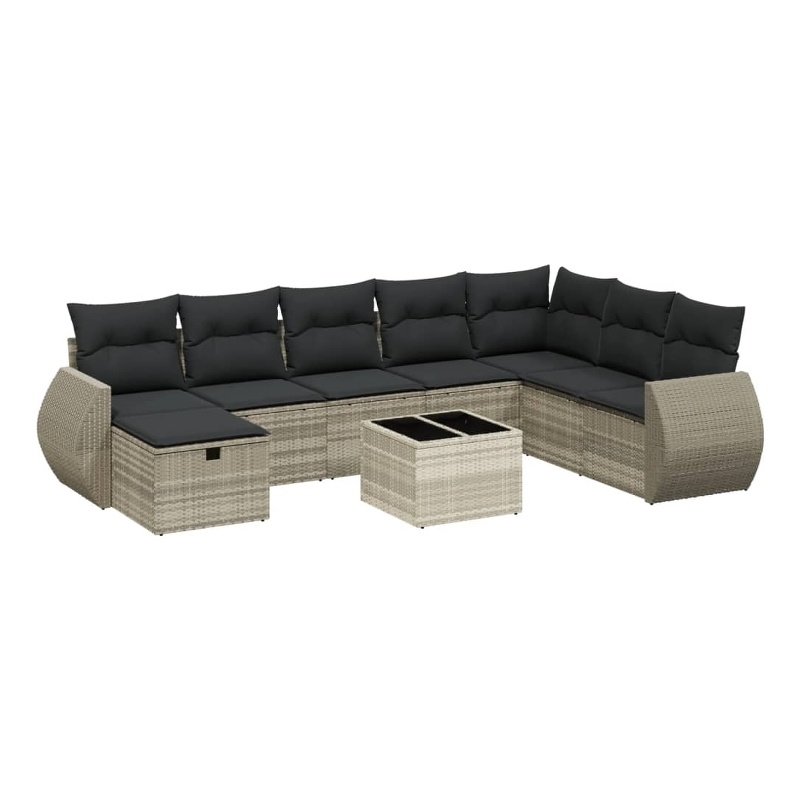 vidaXL 8 Piece Poly Rattan Small Sofa Set in Gray