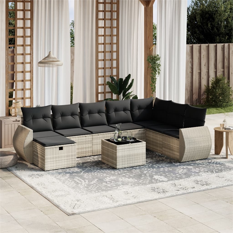 vidaXL Poly Rattan Large Sofa Set in Gray