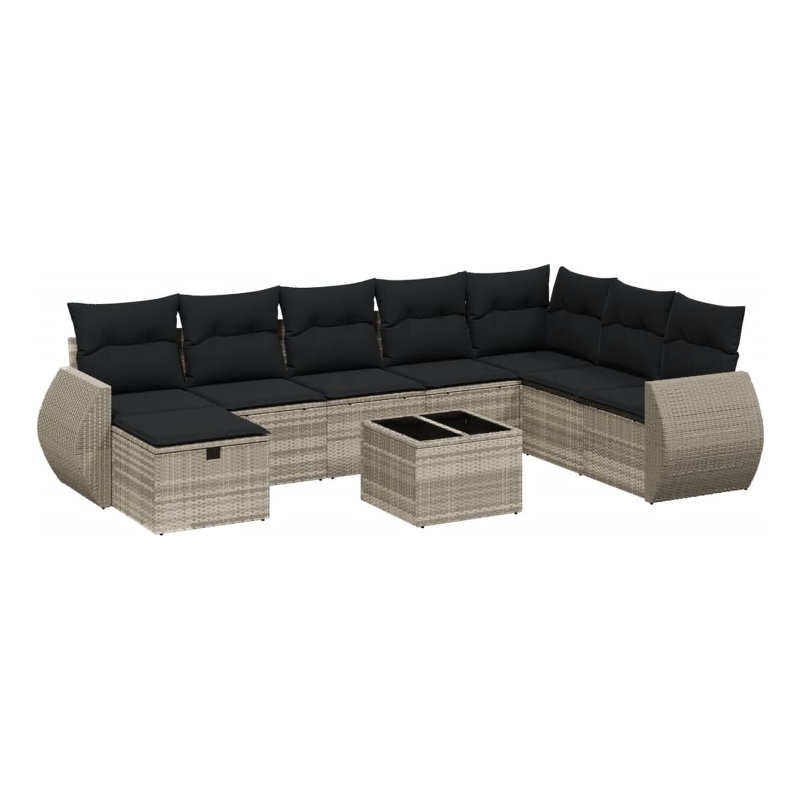 vidaXL Poly Rattan Large Sofa Set in Gray