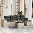 vidaXL 6 Piece Poly Rattan Large Sofa Set in Gray