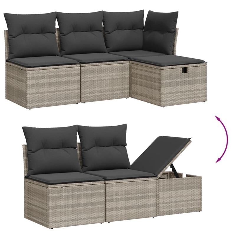 vidaXL 6 Piece Poly Rattan Large Sofa Set in Gray
