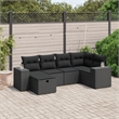vidaXL 6 Piece Poly Rattan Large Sofa Set in Black