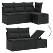 vidaXL 6 Piece Poly Rattan Large Sofa Set in Black