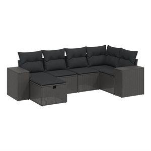vidaXL 6 Piece Poly Rattan Large Sofa Set in Black