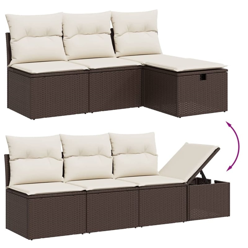 vidaXL 8 Piece Poly Rattan Large Sofa Set in Brown