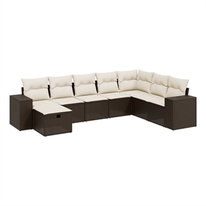 vidaXL 8 Piece Poly Rattan Large Sofa Set in Brown