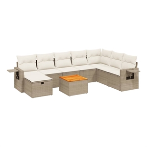 vidaXL 9 Piece Steel Sofa Set in Beige