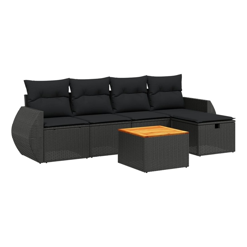 vidaXL 6 Piece Steel Sofa Set in Black