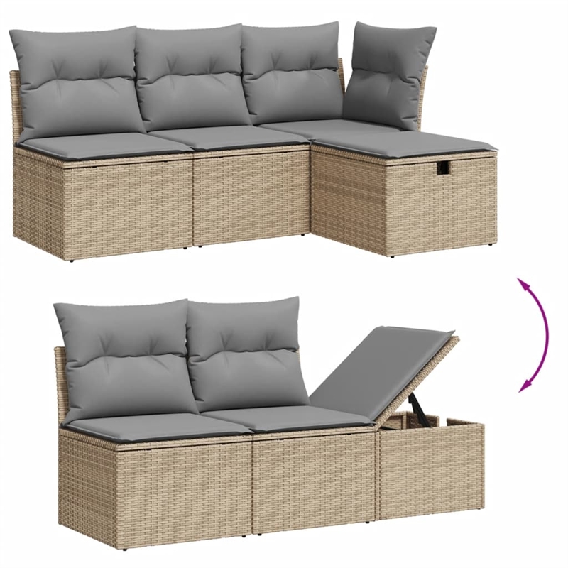 vidaXL 6 Piece Poly Rattan Standard Sofa Set in Beige