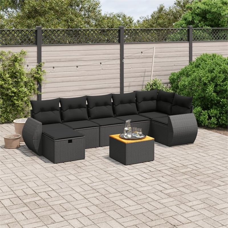 vidaXL 8 Piece Poly Rattan Sofa Set in Black