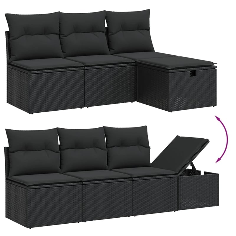 vidaXL 8 Piece Poly Rattan Sofa Set in Black