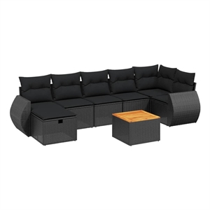vidaXL 8 Piece Poly Rattan Sofa Set in Black