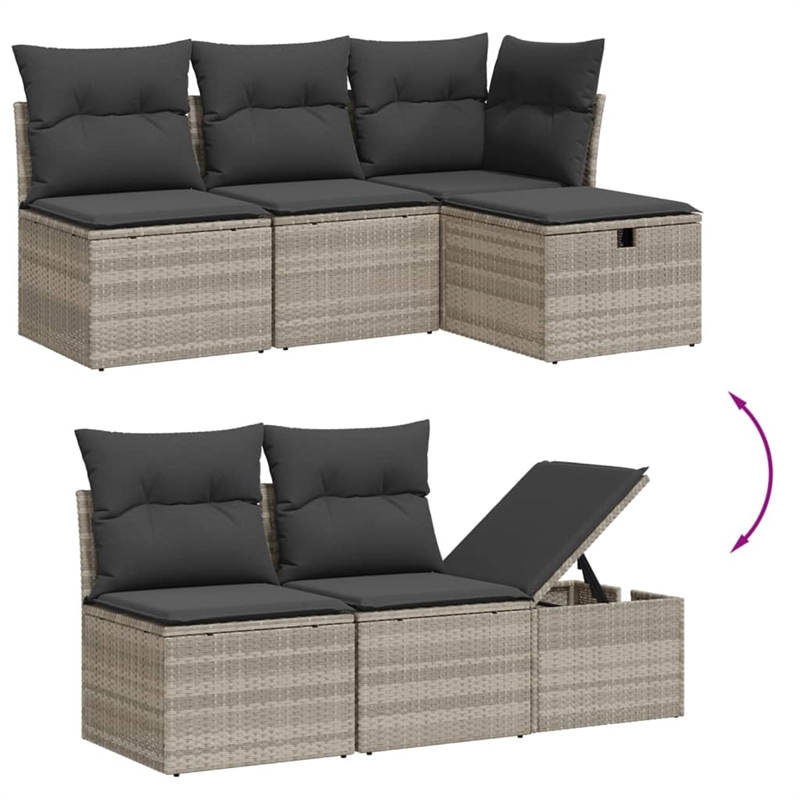 vidaXL Poly Rattan Large Sofa Set in Gray