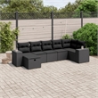 vidaXL 7 Piece Poly Rattan Large Sofa Set in Black