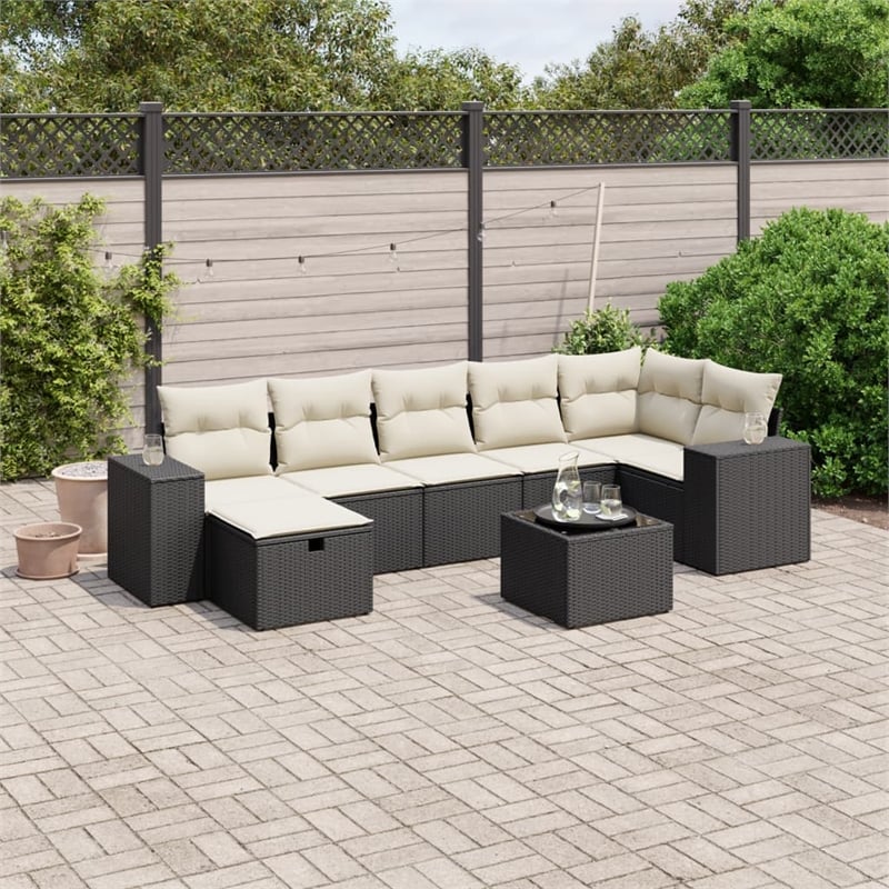 vidaXL 8 Piece Poly Rattan Sofa Set in Black
