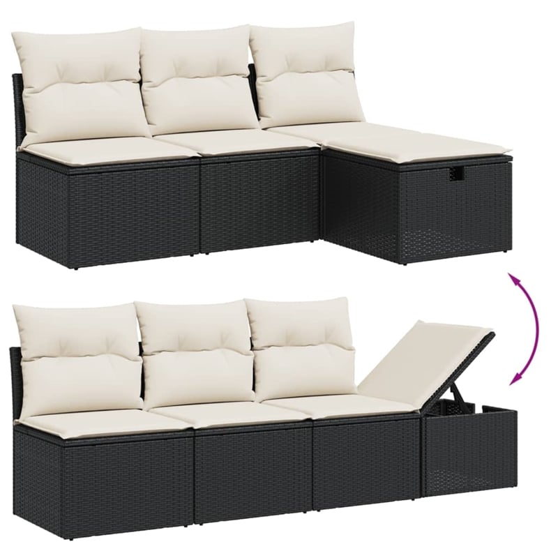 vidaXL 8 Piece Poly Rattan Sofa Set in Black