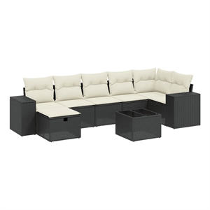 vidaXL 8 Piece Poly Rattan Sofa Set in Black