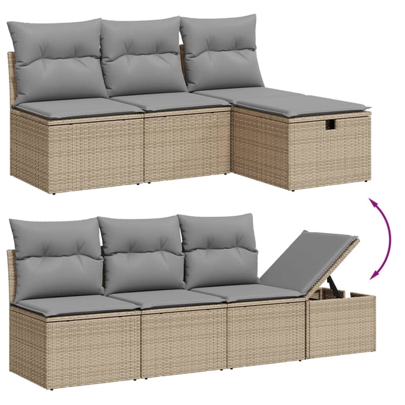 vidaXL 8 Piece Poly Rattan Small Sofa Set in Beige