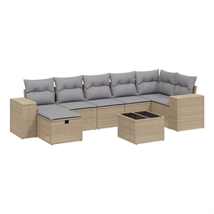 vidaXL 8 Piece Poly Rattan Small Sofa Set in Beige