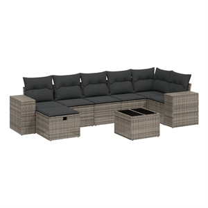 vidaXL 8 Piece Poly Rattan Sofa Set in Gray