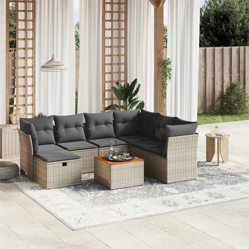 vidaXL 8 Piece Poly Rattan Patio Sofa Set