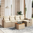 vidaXL 6 Piece Solid Acacia Wood Large Sofa Set in Beige