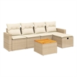 vidaXL 6 Piece Solid Acacia Wood Large Sofa Set in Beige