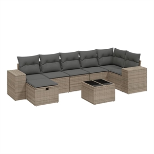 vidaXL 8 Piece Poly Rattan Large Sofa Set in Gray