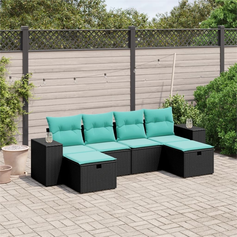 vidaXL Poly Rattan Large Sofa Set in Black