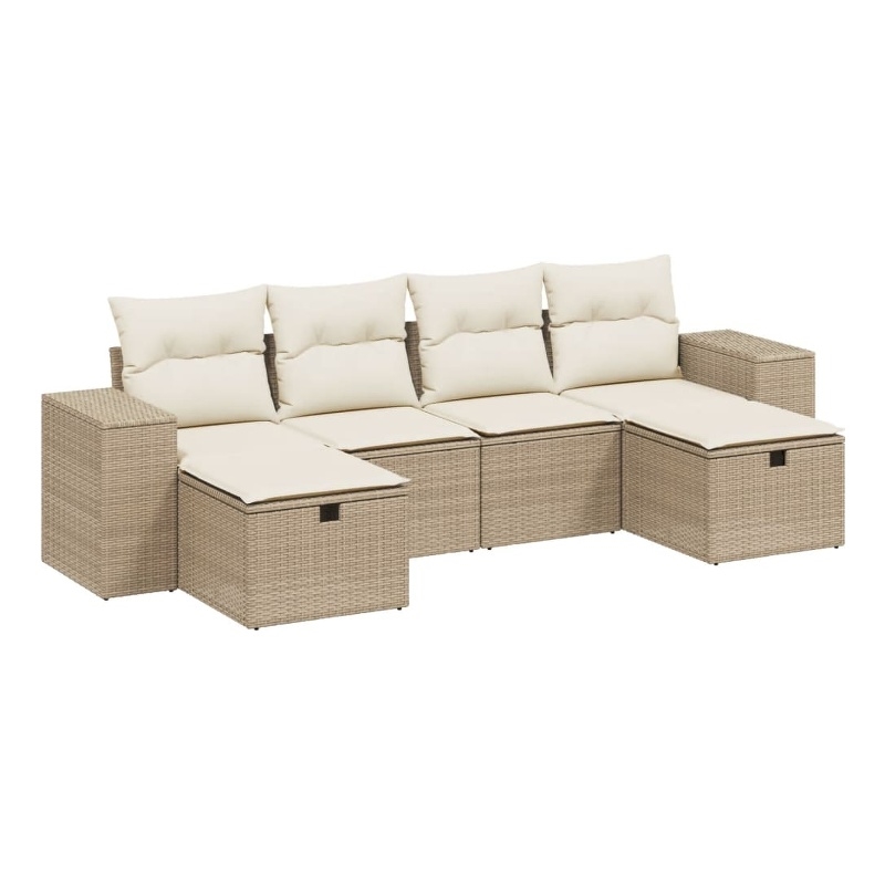 vidaXL Poly Rattan Large Sofa Set in Beige