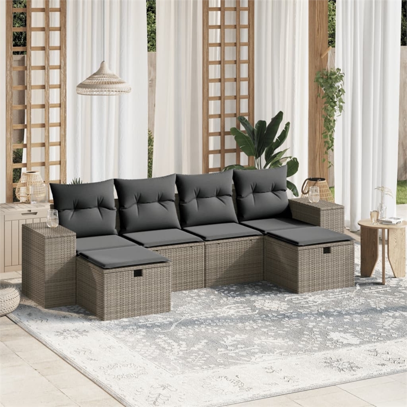 vidaXL Poly Rattan Medium Sofa Set in Gray