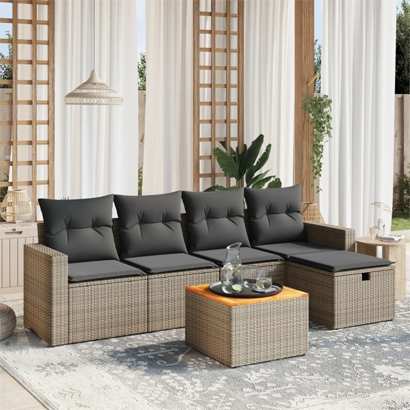 vidaXL Poly Rattan Sofa Set in Gray