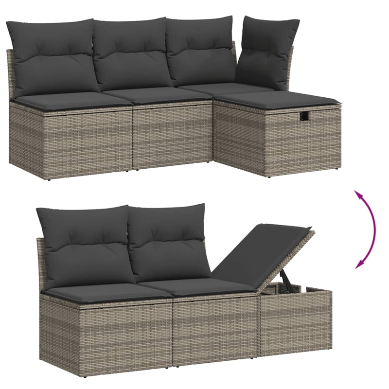 vidaXL Poly Rattan Sofa Set in Gray