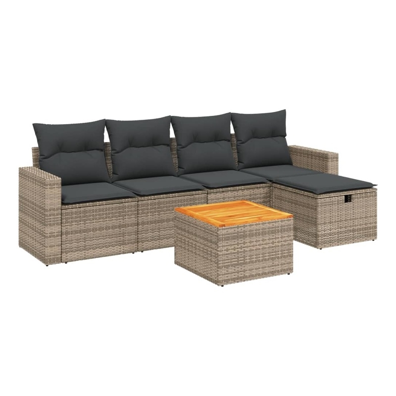 vidaXL Poly Rattan Sofa Set in Gray