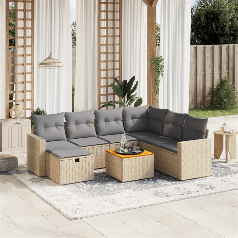 vidaXL 8 Piece Steel Sofa Set in Gray/Beige