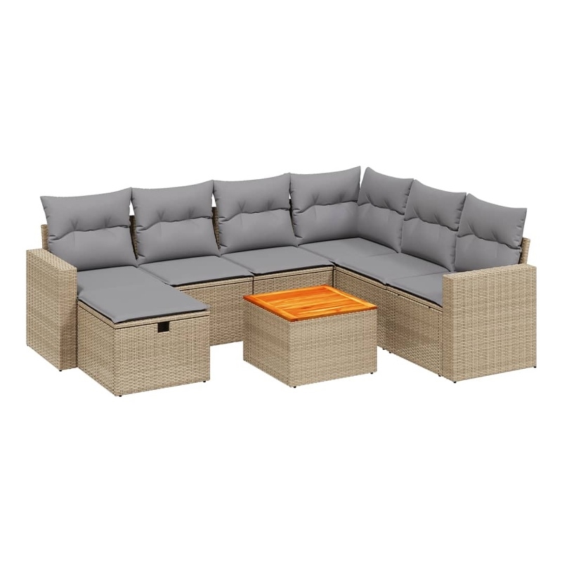 vidaXL 8 Piece Steel Sofa Set in Gray/Beige