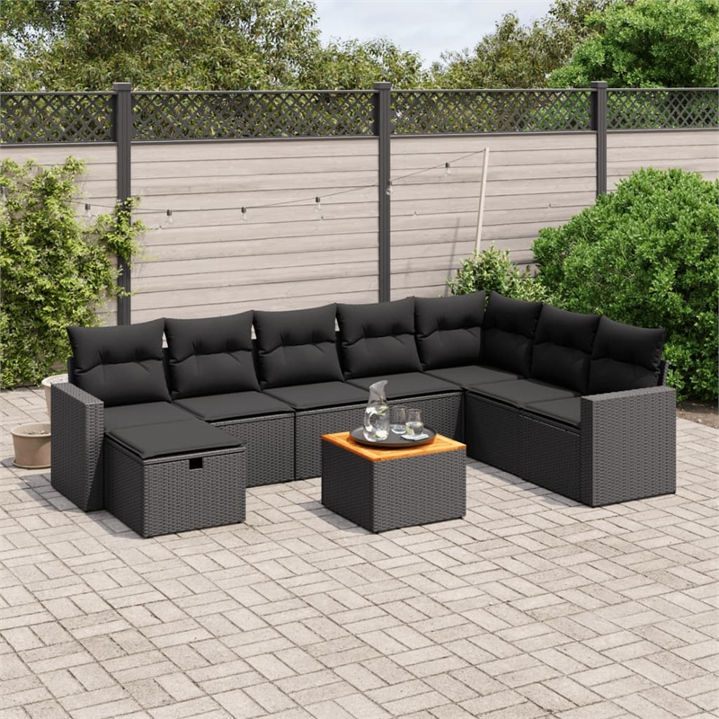 vidaXL 9 Piece Poly Rattan Patio Sofa Set