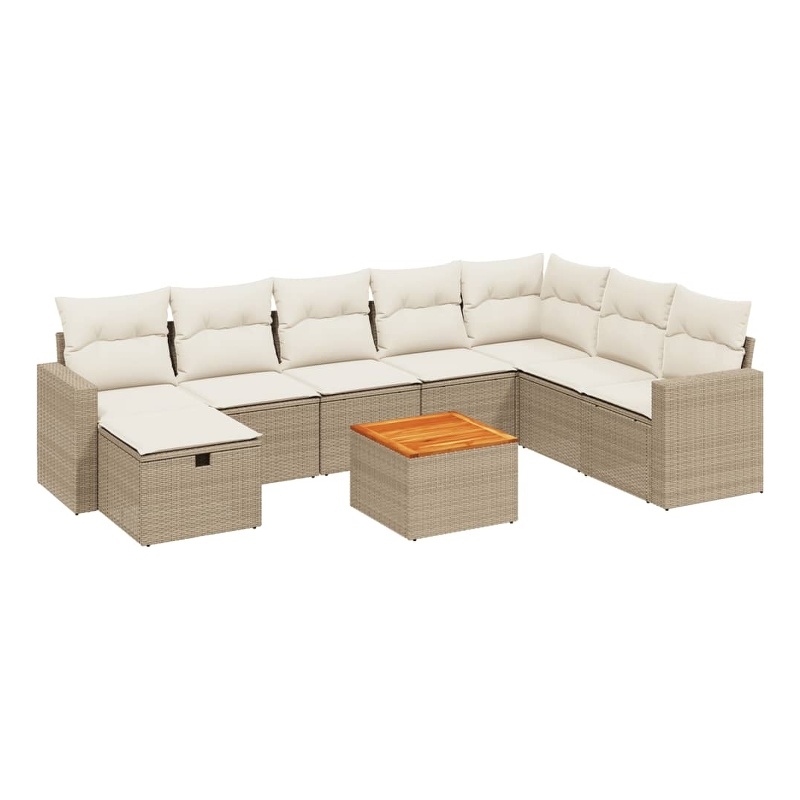 vidaXL Solid Acacia Wood Sofa Set in Beige