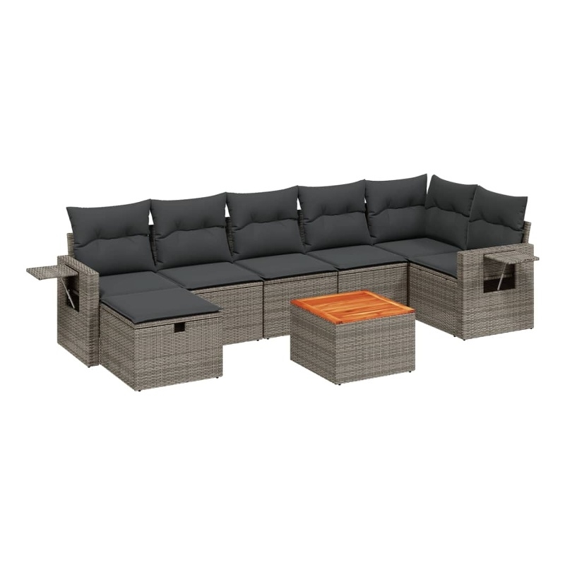 vidaXL 8 Piece Solid Acacia Wood Sofa Set in Gray