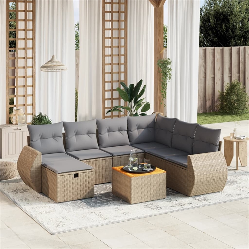 vidaXL 8 Piece Poly Rattan Patio Sofa Set