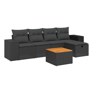 vidaXL Poly Rattan Large Sofa Set in Black