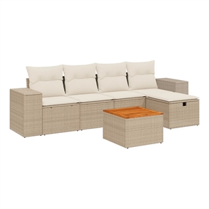 vidaXL 6 Piece Poly Rattan Sofa Set in Beige