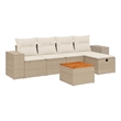 vidaXL 6 Piece Poly Rattan Sofa Set in Beige