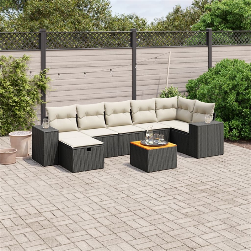 vidaXL 8 Piece Steel Small Sofa Set in Black